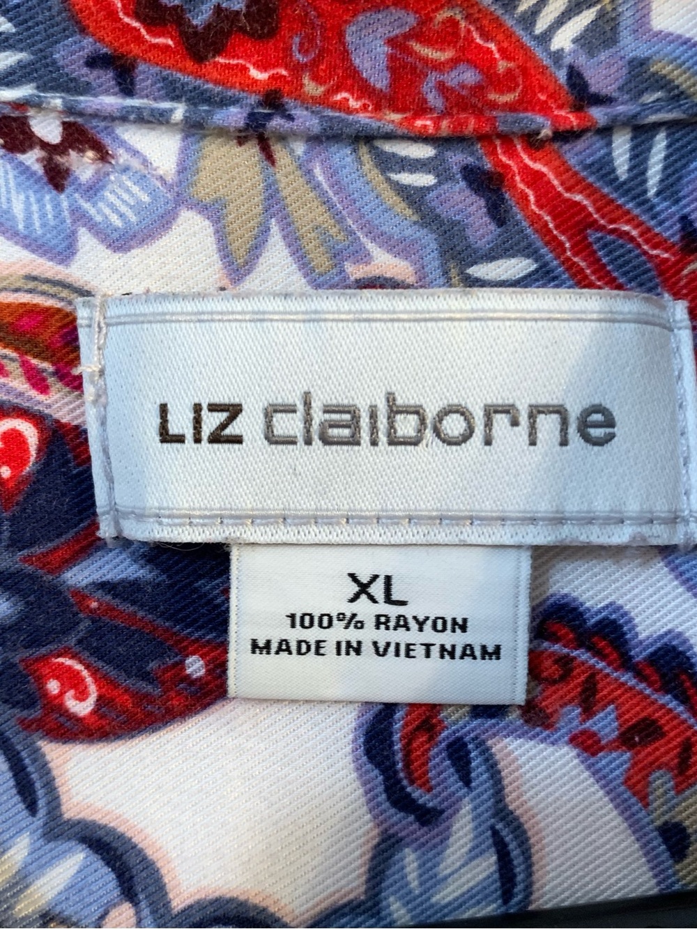 Liz Claiborne White Button-Down Shirt with Red, Blue & Brown Paisley size XL - Picture 6 of 6